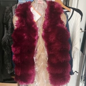 Fashion Nova Burgundy Faux Fur Vest